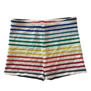 Primary Rainbow Stripe Cartwheel Shorts - White - 6-7